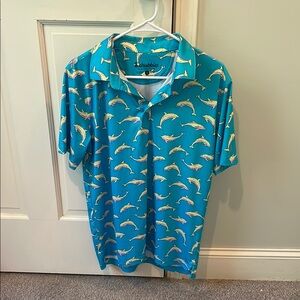 Chubbies Aqua Dolphin Pattern Polo